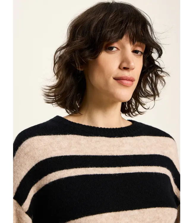 LANIUS •• Striped Sweater | Nude melange Black