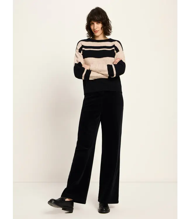 LANIUS •• Striped Sweater | Nude melange Black