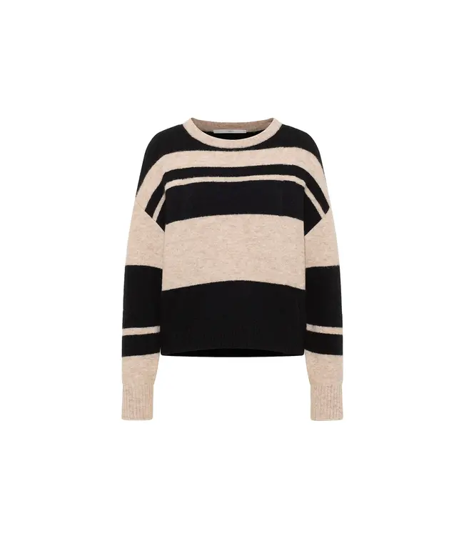 LANIUS •• Striped Sweater | Nude melange Black
