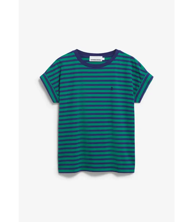 ARMEDANGELS •• Shirt  IDAARA STRIPES | emerald green-blue noon