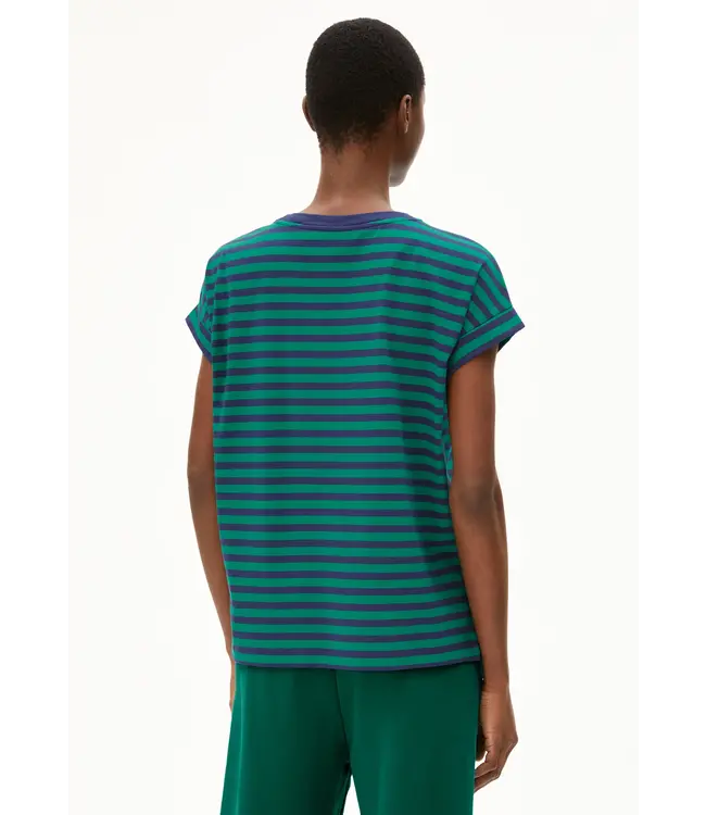 ARMEDANGELS •• Shirt  IDAARA STRIPES | emerald green-blue noon