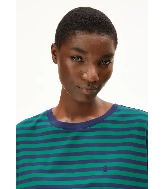 ARMEDANGELS •• Shirt  IDAARA STRIPES | emerald green-blue noon