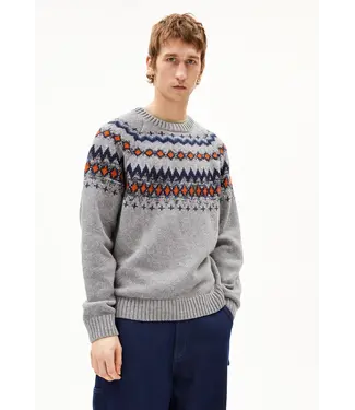 ARMEDANGELS •• Trui KAALLA FAIR ISLE | Silver melange-Dusty orange