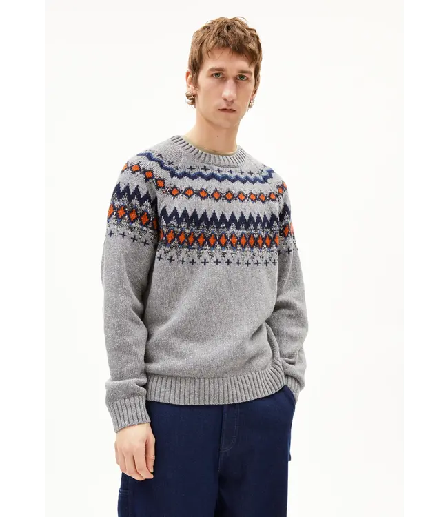 ARMEDANGELS •• Trui KAALLA FAIR ISLE | Silver melange-Dusty orange
