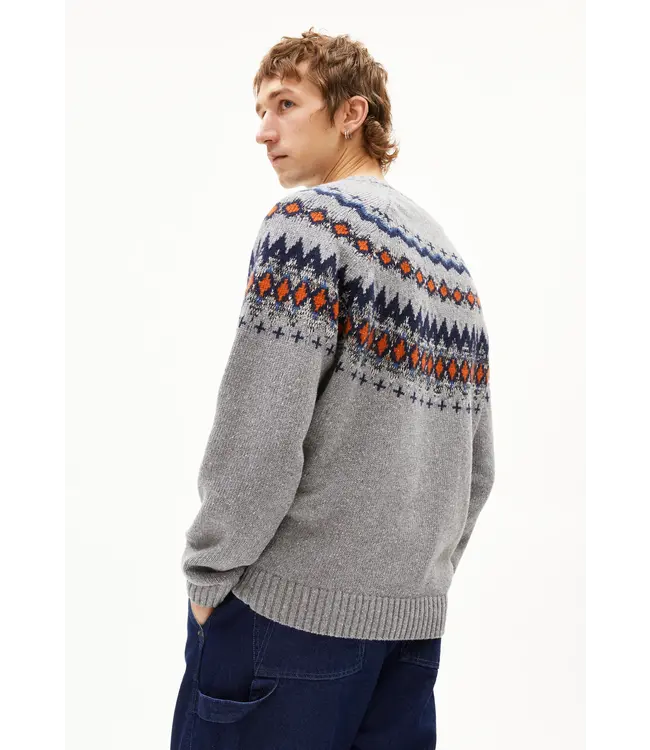 ARMEDANGELS •• Trui KAALLA FAIR ISLE | Silver melange-Dusty orange