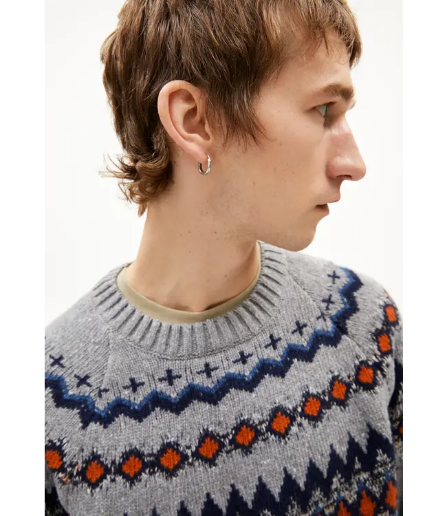 ARMEDANGELS •• Trui KAALLA FAIR ISLE | Silver melange-Dusty orange