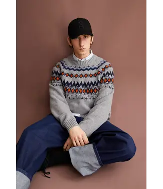 ARMEDANGELS •• Trui KAALLA FAIR ISLE | Silver melange-Dusty orange