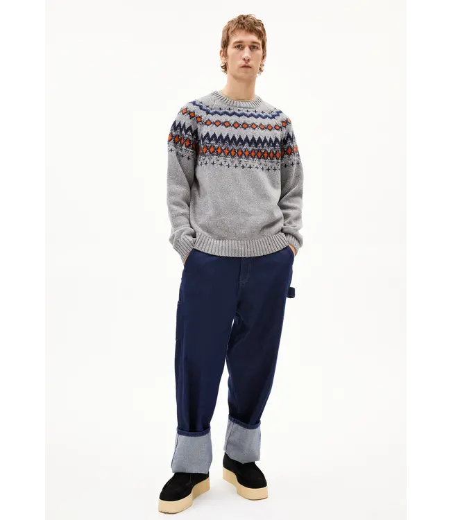 ARMEDANGELS •• Trui KAALLA FAIR ISLE | Silver melange-Dusty orange