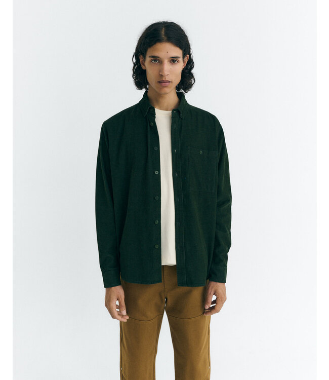 THINKING MU •• Corduroy Anto Shirt | Bottle Green