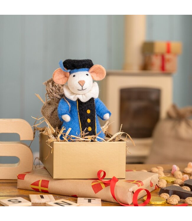SJAAL MET VERHAAL  •• Decoratie muis |  Pietermuis met zak