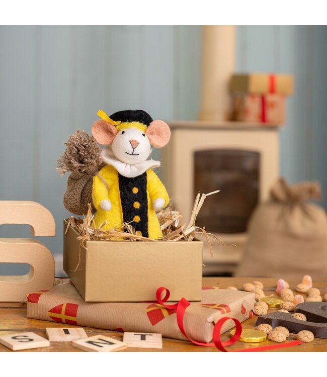 SJAAL MET VERHAAL  •• Decoratie muis |  Pietermuis met zak