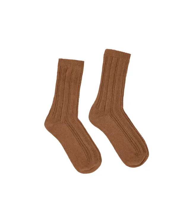 LANIUS •• Ribgebreide sokken | in grey melange of bruin