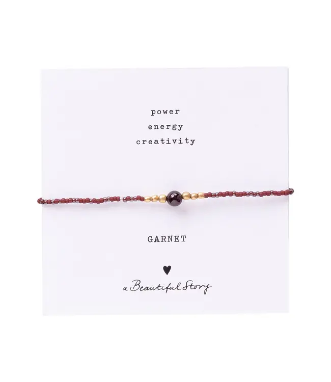 A BEAUTIFUL STORY •• Iris Card Garnet Gold Colored Bracelet