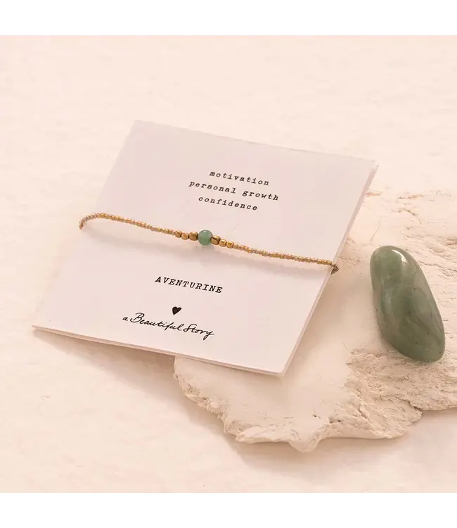 A BEAUTIFUL STORY •• Iris Card Aventurine Gold Colored Bracelet
