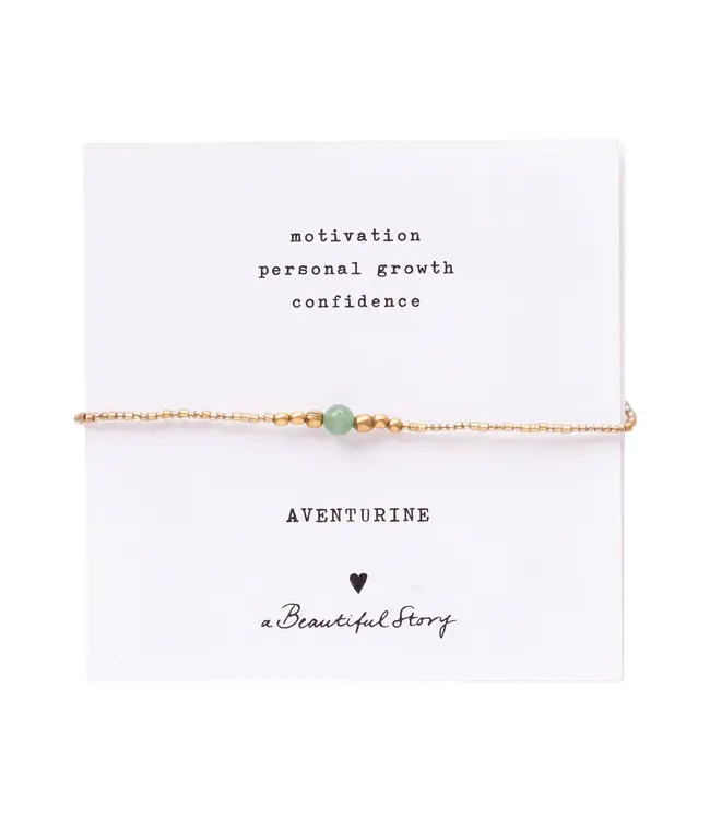 A BEAUTIFUL STORY •• Iris Card Aventurine Gold Colored Bracelet