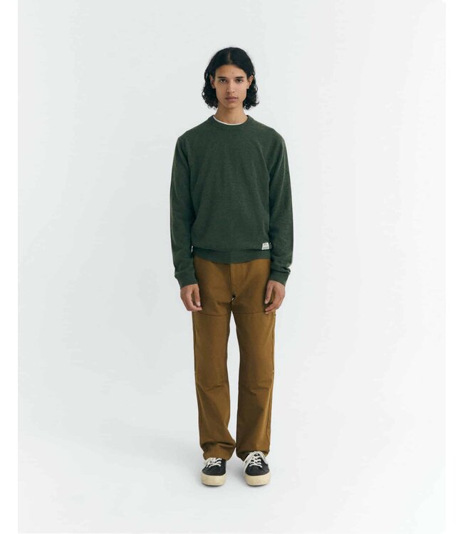 THINKING MU •• Lucien Knitted Sweater | Dark Green