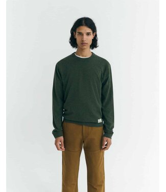 THINKING MU •• Lucien Knitted Sweater | Dark Green