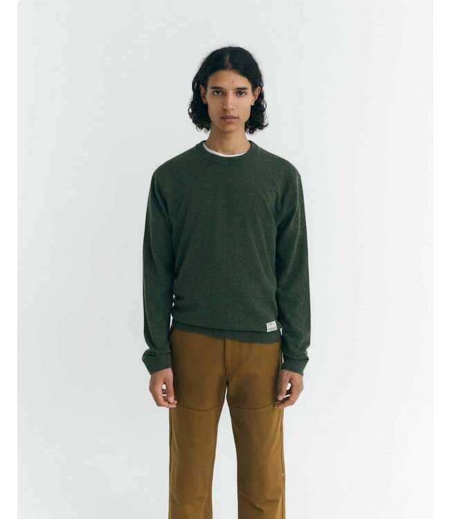 THINKING MU •• Lucien Knitted Sweater | Dark Green