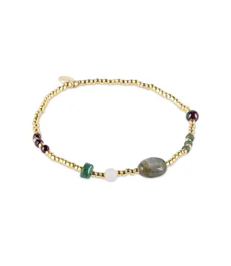 A BEAUTIFUL STORY •• Amuse Labradoriet Armband Goudkleurig