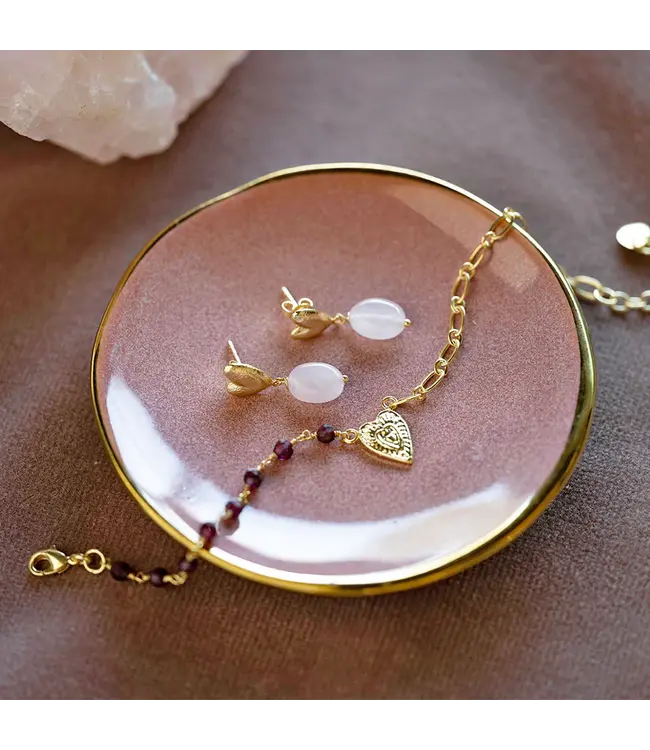 A BEAUTIFUL STORY •• Heavenly Rozenkwarts Oorbellen Gold Colored