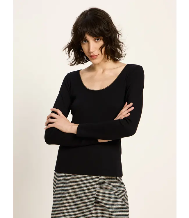 LANIUS •• Longsleeve met kant-randje | black