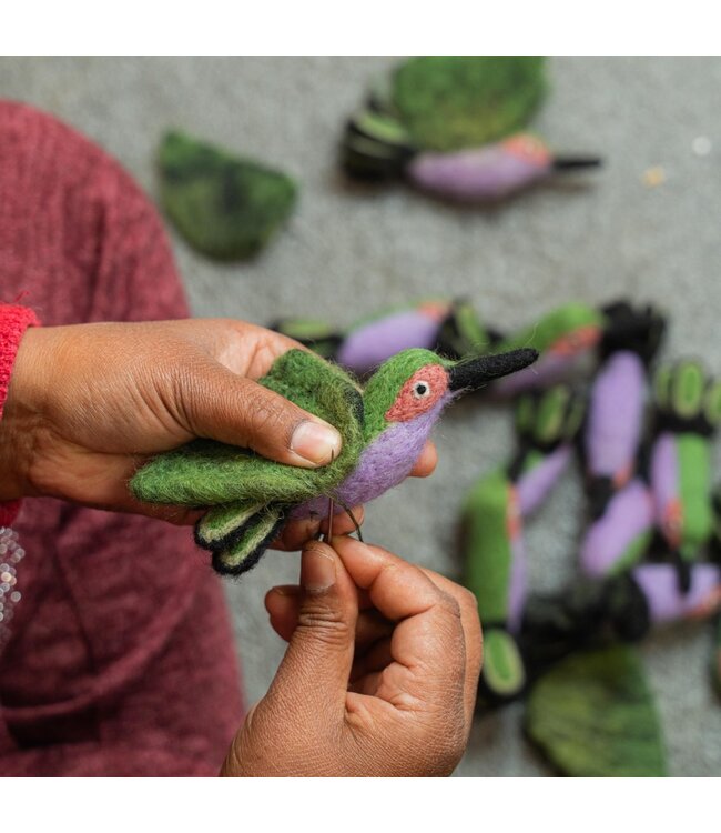 SJAAL MET VERHAAL  •• Kolibrie | Lila-Groen