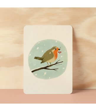 Illu-ster •• Ansichtkaart | Robin in the snow