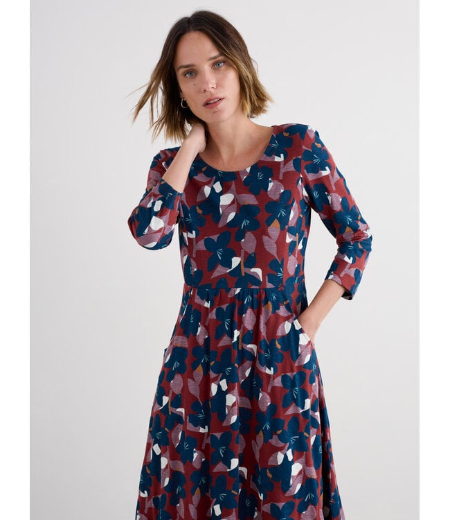 SEASALT CORNWALL •• 3/4 Jurk Enor | Marco Flower Burgundy