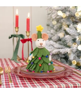 SJAAL MET VERHAAL  •• Decoratie Muis Kerstboom