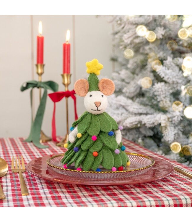 SJAAL MET VERHAAL  •• Decoratie Muis Kerstboom