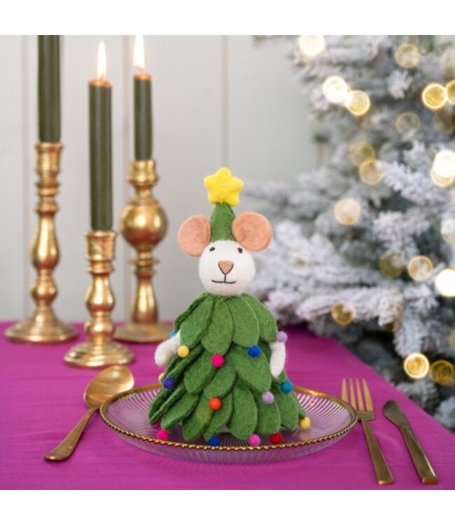 SJAAL MET VERHAAL  •• Decoratie Muis Kerstboom