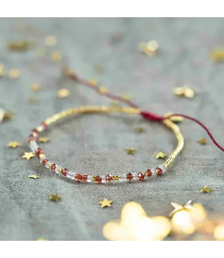 A BEAUTIFUL STORY •• Armband Sparkling Garnet Rose Quartz GC