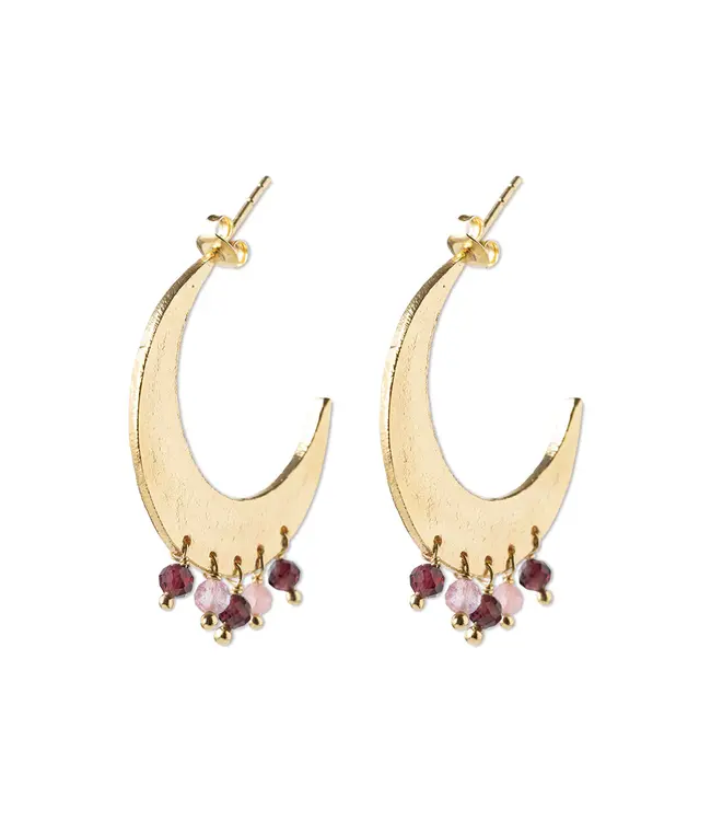 A BEAUTIFUL STORY •• Mystic Garnet Rose Quartz Earrings GP