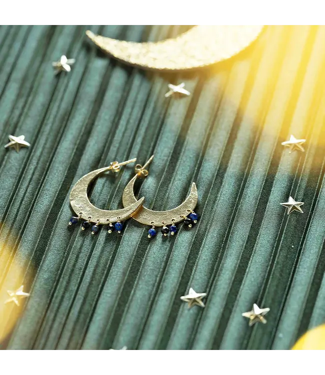 A BEAUTIFUL STORY •• Mystic Black Onyx Lapis Lazuli Earrings GP