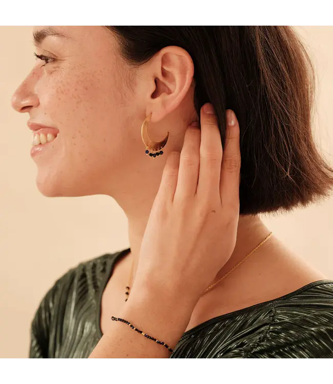 A BEAUTIFUL STORY •• Mystic Black Onyx Lapis Lazuli Earrings GP