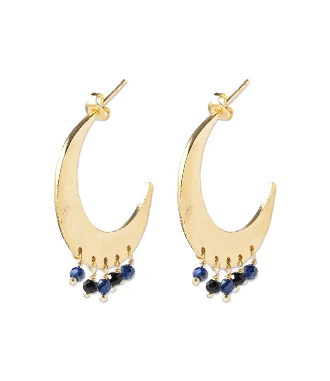 A BEAUTIFUL STORY •• Mystic Black Onyx Lapis Lazuli Earrings GP