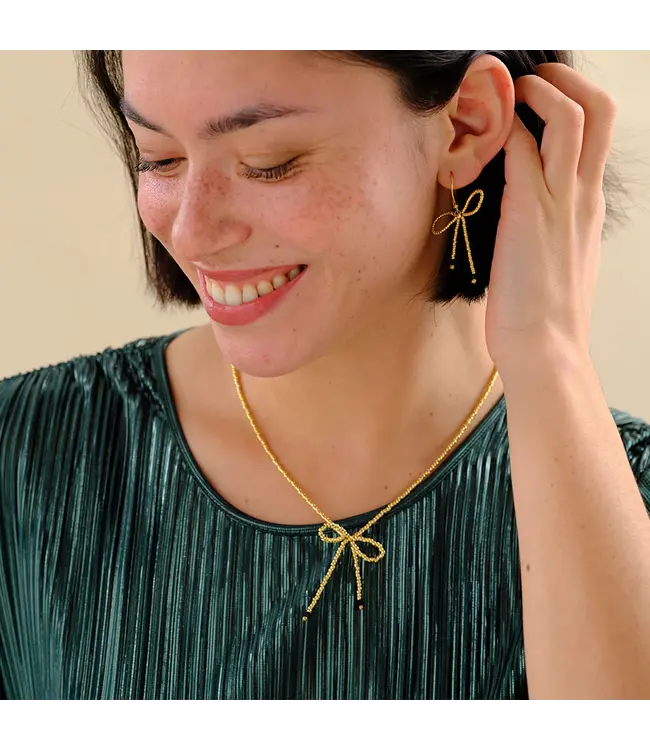 A BEAUTIFUL STORY •• Wishful Black Onyx Necklace GC | in goud  of groen