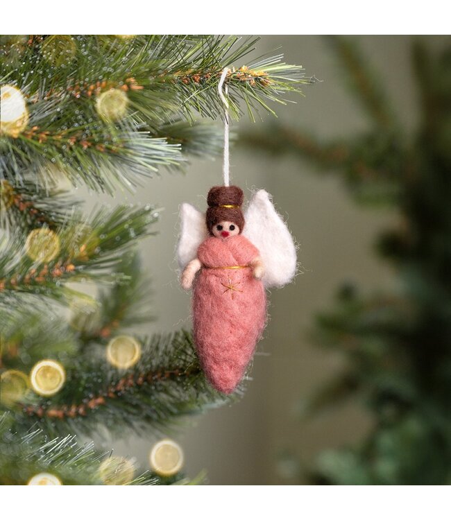 SJAAL MET VERHAAL  •• Hanger Engeltje Oudroze