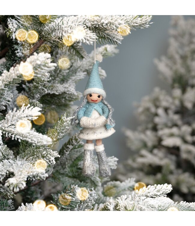 SJAAL MET VERHAAL  •• Hanger Winterfee Ijsblauw