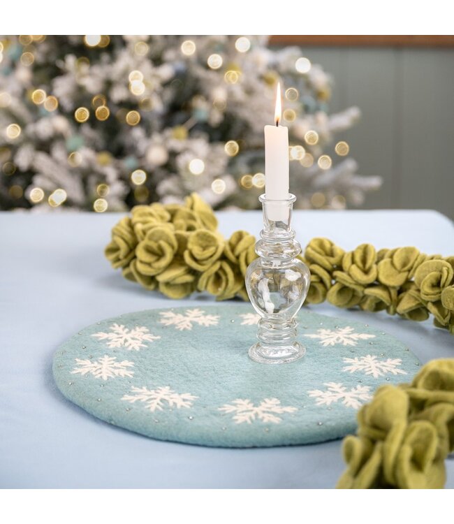 SJAAL MET VERHAAL  •• Onderzetter 35 cm | Ijsblauw Sneeuwvlok