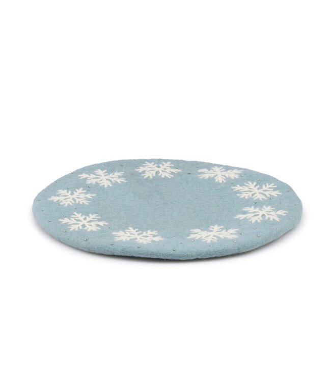 SJAAL MET VERHAAL  •• Onderzetter 35 cm | Ijsblauw Sneeuwvlok