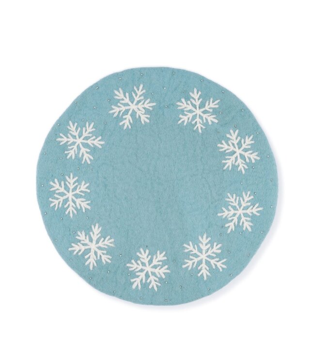 SJAAL MET VERHAAL  •• Onderzetter 35 cm | Ijsblauw Sneeuwvlok