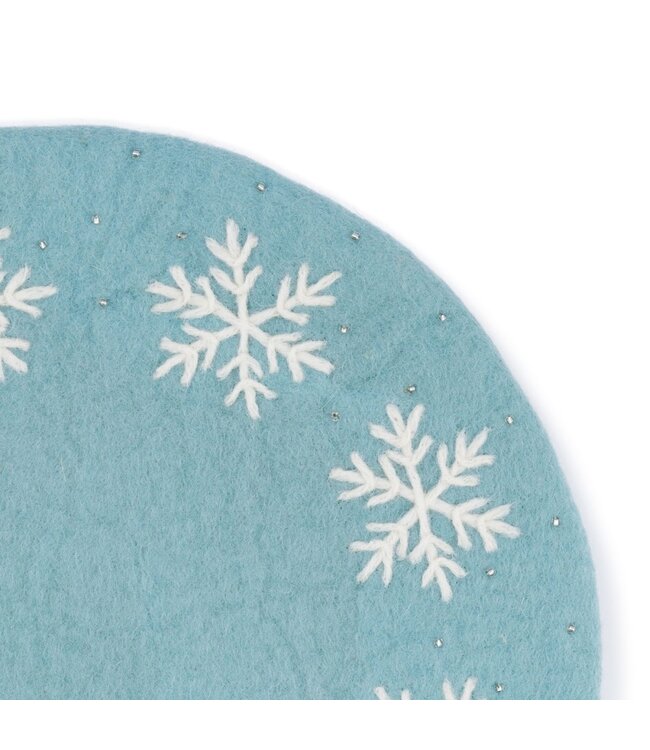 SJAAL MET VERHAAL  •• Onderzetter 35 cm | Ijsblauw Sneeuwvlok