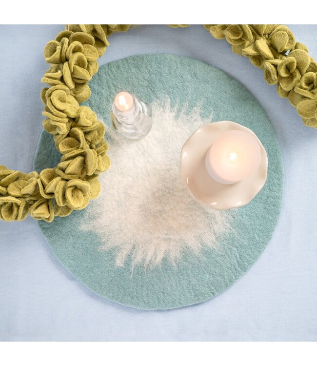 SJAAL MET VERHAAL  •• Onderzetter 40 cm Ijsblauw Wit