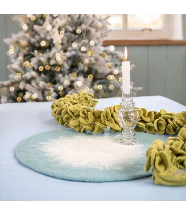 SJAAL MET VERHAAL  •• Onderzetter 40 cm Ijsblauw Wit