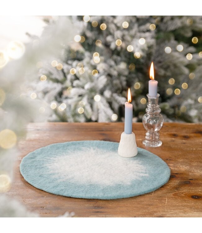 SJAAL MET VERHAAL  •• Onderzetter 40 cm Ijsblauw Wit