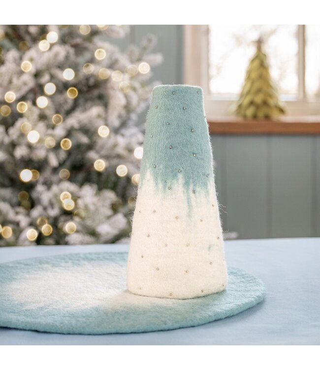 SJAAL MET VERHAAL  •• Vaas Ijsblauw - Wit | Medium