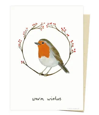 Stokwolf •• Kerstkaart | Roodborstje & Bessen