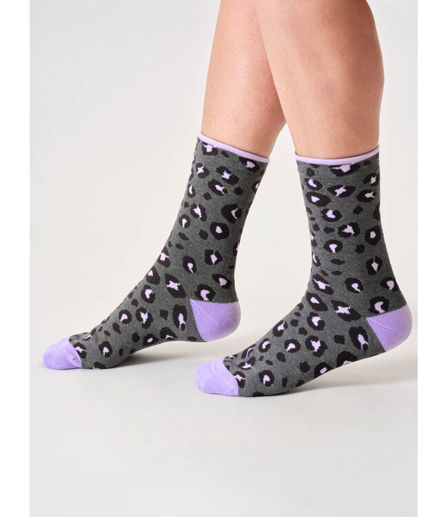 THOUGHT  •• Dames sokken Animal Print Walker Socks | dark grey marl