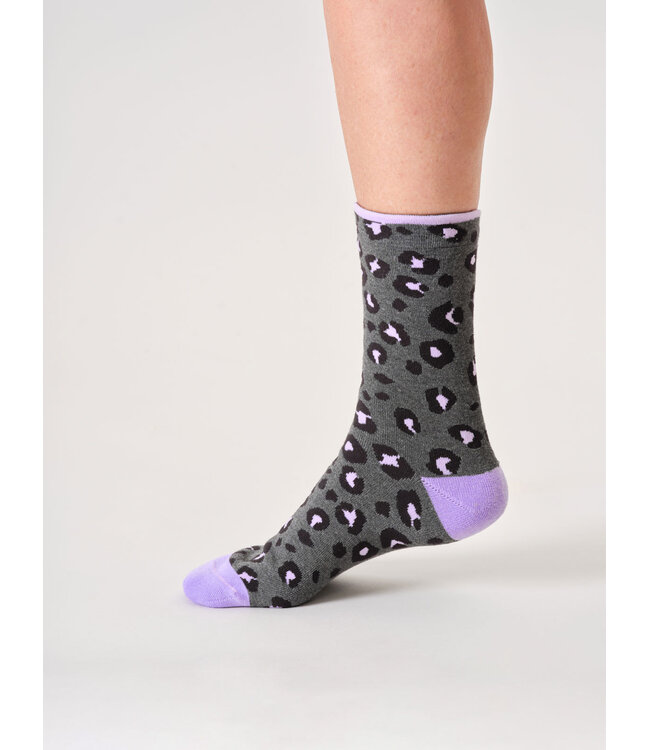 THOUGHT  •• Dames sokken Animal Print Walker Socks | dark grey marl